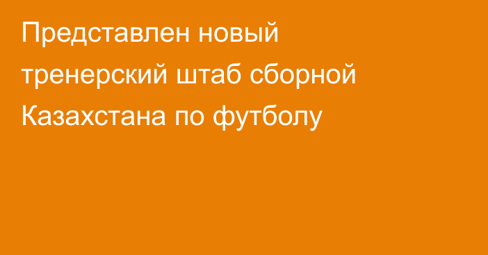 Представлен новый тренерский штаб сборной Казахстана по футболу
