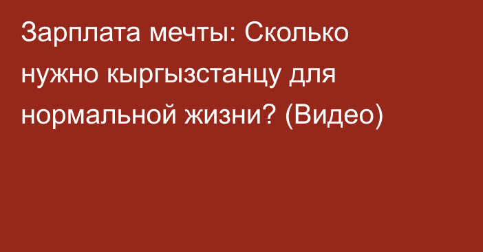 Зарплата мечты: Сколько нужно кыргызстанцу для нормальной жизни? (Видео)