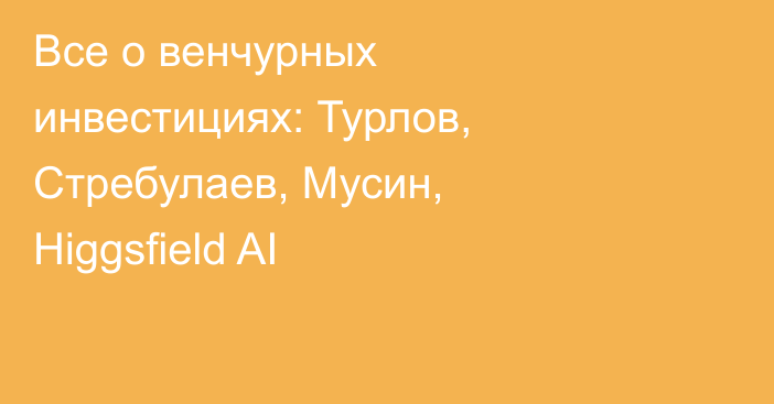 Все о венчурных инвестициях: Турлов, Стребулаев, Мусин, Higgsfield AI 