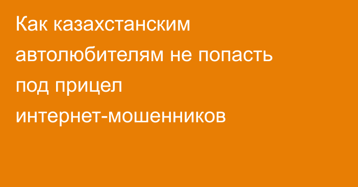Как казахстанским автолюбителям не попасть под прицел интернет-мошенников