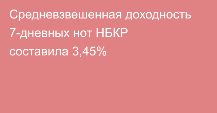 Средневзвешенная доходность 7-дневных нот НБКР составила 3,45%