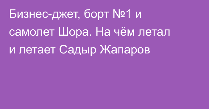 Бизнес-джет, борт №1 и самолет Шора. На чём летал и летает Садыр Жапаров
