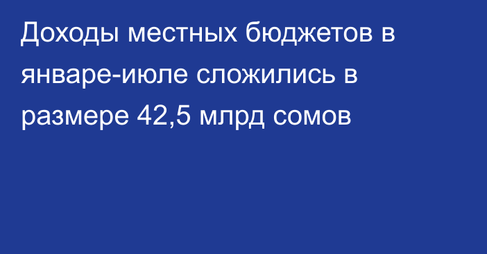 Доходы местных бюджетов в январе-июле сложились в размере 42,5 млрд сомов