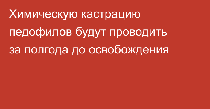 Химическую кастрацию педофилов будут проводить за полгода до освобождения