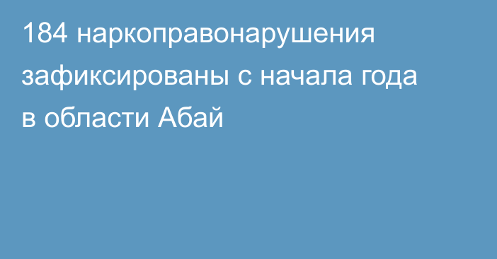 184 наркоправонарушения зафиксированы с начала года в области Абай