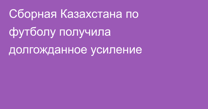 Сборная Казахстана по футболу получила долгожданное усиление