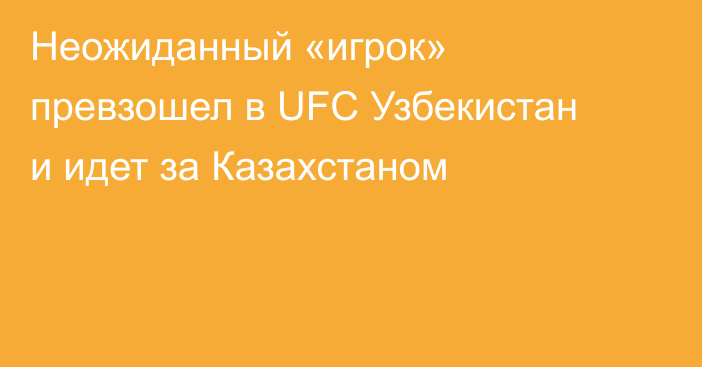 Неожиданный «игрок» превзошел в UFC Узбекистан и идет за Казахстаном