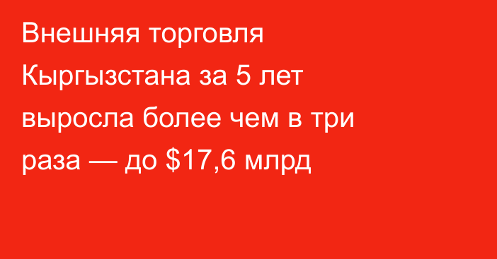 Внешняя торговля Кыргызстана за 5 лет выросла более чем в три раза — до $17,6 млрд