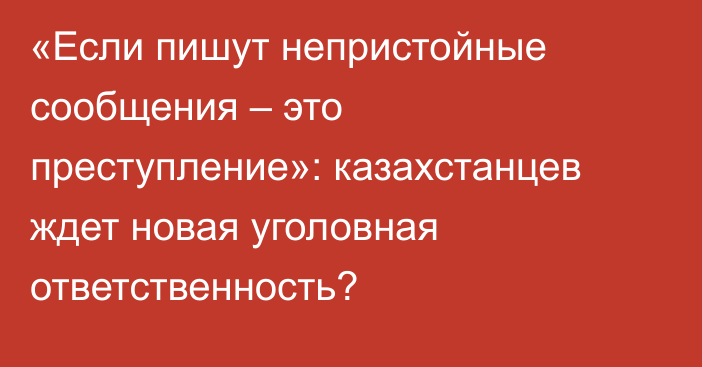 «Если пишут непристойные сообщения – это преступление»: казахстанцев ждет новая уголовная ответственность?