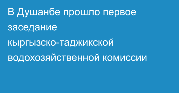 В Душанбе прошло первое заседание кыргызско-таджикской водохозяйственной комиссии