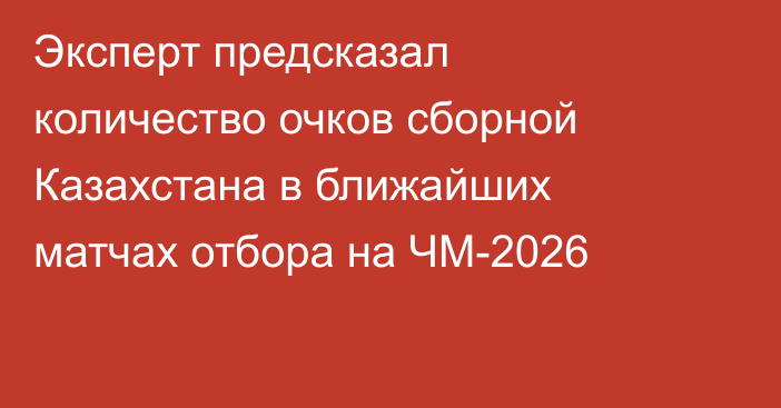 Эксперт предсказал количество очков сборной Казахстана в ближайших матчах отбора на ЧМ-2026