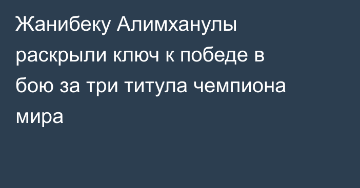 Жанибеку Алимханулы раскрыли ключ к победе в бою за три титула чемпиона мира