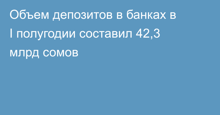 Объем депозитов в банках в I полугодии составил 42,3 млрд сомов