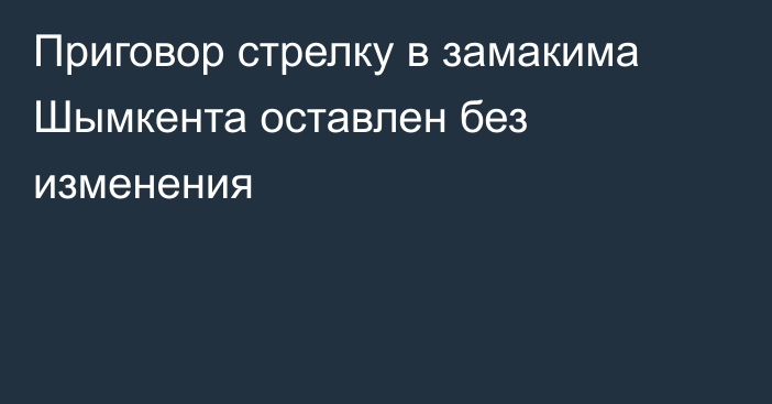 Приговор стрелку в замакима Шымкента оставлен без изменения