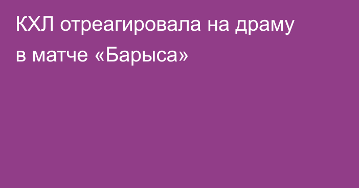 КХЛ отреагировала на драму в матче «Барыса»