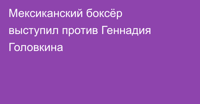 Мексиканский боксёр выступил против Геннадия Головкина