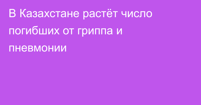 В Казахстане растёт число погибших от гриппа и пневмонии