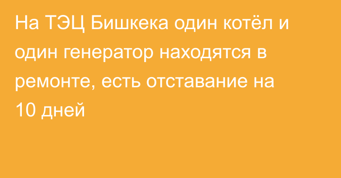 На ТЭЦ Бишкека один котёл и один генератор находятся в ремонте, есть отставание на 10 дней