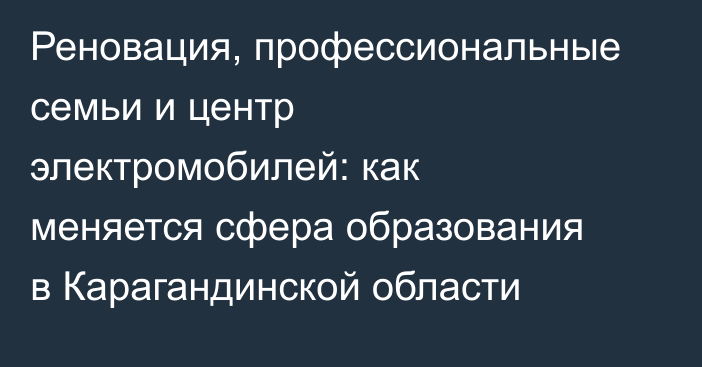 Реновация, профессиональные семьи и центр электромобилей: как меняется сфера образования в Карагандинской области