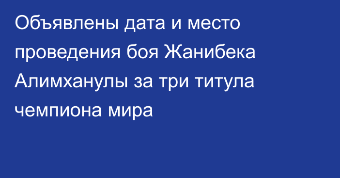 Объявлены дата и место проведения боя Жанибека Алимханулы за три титула чемпиона мира