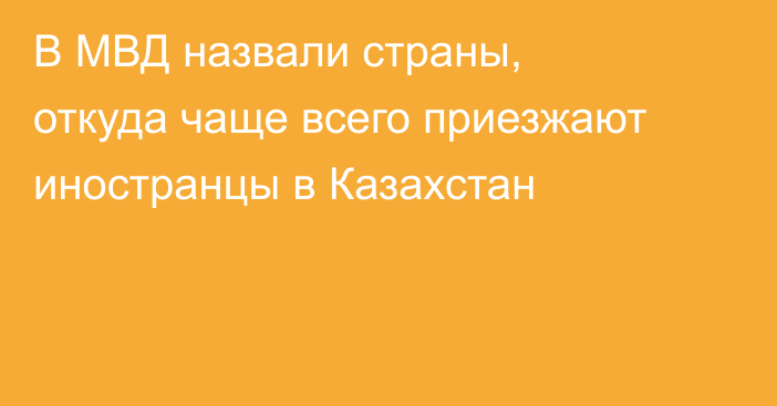 В МВД назвали страны, откуда чаще всего приезжают иностранцы в Казахстан