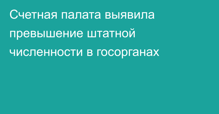 Счетная палата выявила превышение штатной численности в госорганах