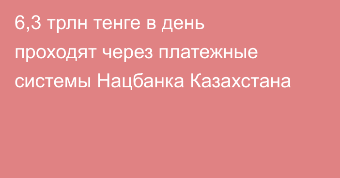 6,3 трлн тенге в день проходят через платежные системы Нацбанка Казахстана