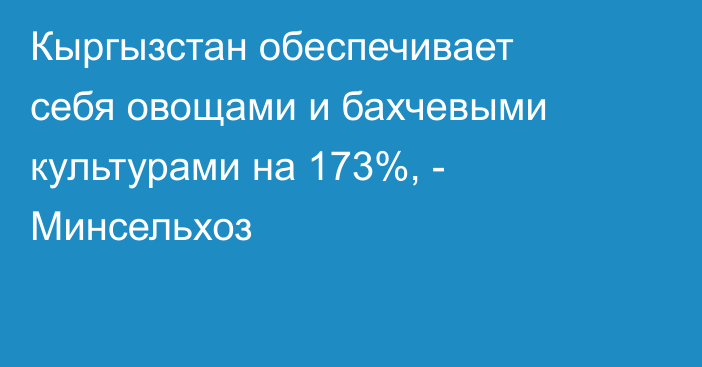 Кыргызстан обеспечивает себя овощами и бахчевыми культурами на 173%, - Минсельхоз