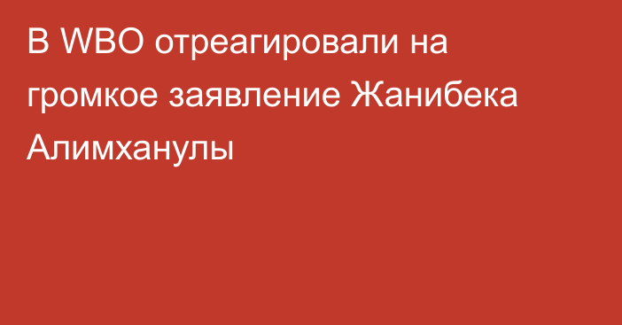 В WBO отреагировали на громкое заявление Жанибека Алимханулы
