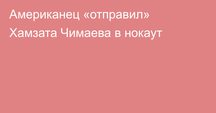 Американец «отправил» Хамзата Чимаева в нокаут
