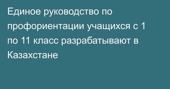 Единое руководство по профориентации учащихся с 1 по 11 класс разрабатывают в Казахстане