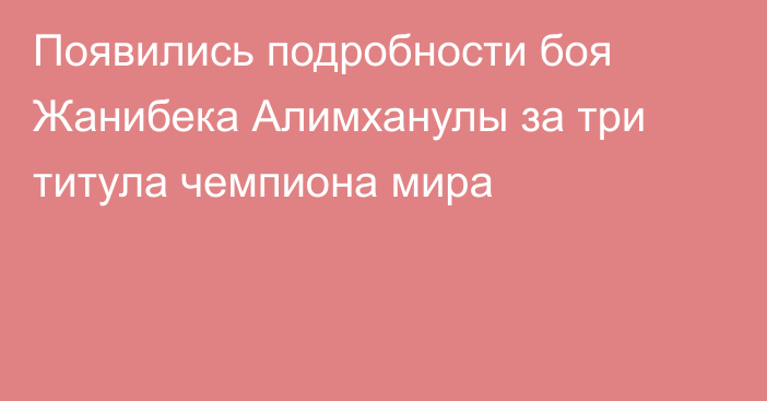 Появились подробности боя Жанибека Алимханулы за три титула чемпиона мира