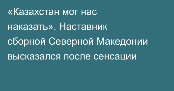 «Казахстан мог нас наказать». Наставник сборной Северной Македонии высказался после сенсации