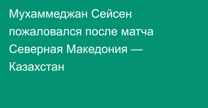 Мухаммеджан Сейсен пожаловался после матча Северная Македония — Казахстан