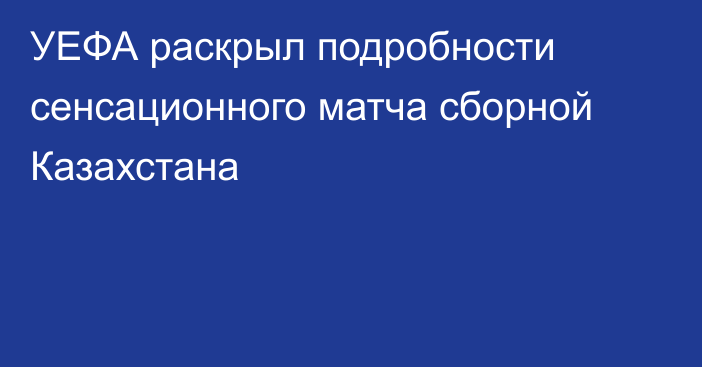 УЕФА раскрыл подробности сенсационного матча сборной Казахстана