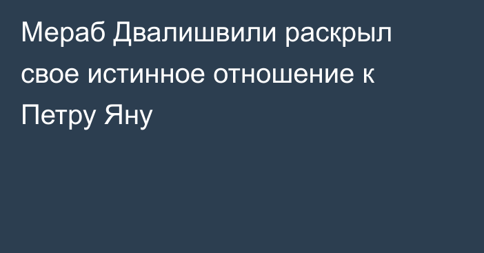 Мераб Двалишвили раскрыл свое истинное отношение к Петру Яну