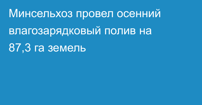 Минсельхоз провел осенний влагозарядковый полив на 87,3 га земель