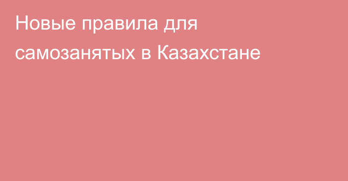 Новые правила для самозанятых в Казахстане