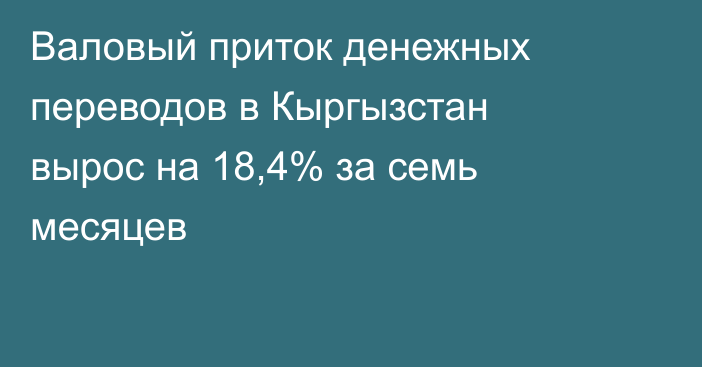 Валовый приток денежных переводов в Кыргызстан вырос на 18,4% за семь месяцев