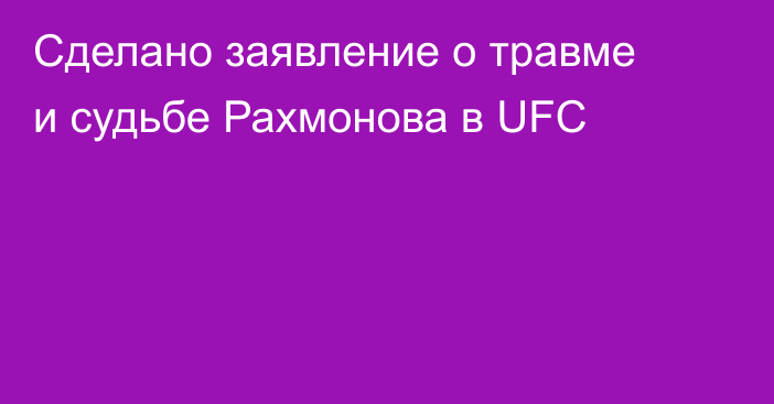 Сделано заявление о травме и судьбе Рахмонова в UFC