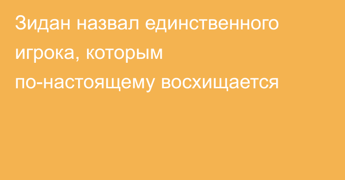 Зидан назвал единственного игрока, которым по-настоящему восхищается