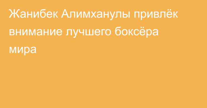 Жанибек Алимханулы привлёк внимание лучшего боксёра мира