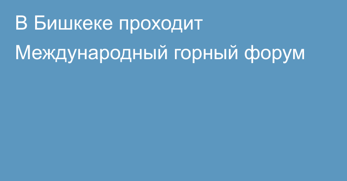 В Бишкеке проходит Международный горный форум