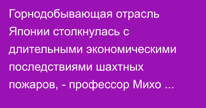 Горнодобывающая отрасль Японии столкнулась с длительными экономическими последствиями шахтных пожаров, - профессор Михо Сейке