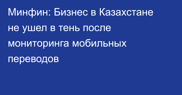 Минфин: Бизнес в Казахстане не ушел в тень после мониторинга мобильных переводов