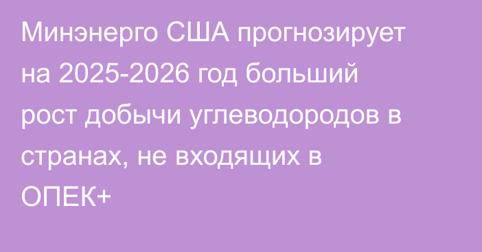 Минэнерго США прогнозирует на 2025-2026 год больший рост добычи углеводородов в странах, не входящих в ОПЕК+