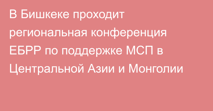В Бишкеке проходит региональная конференция ЕБРР по поддержке МСП в Центральной Азии и Монголии