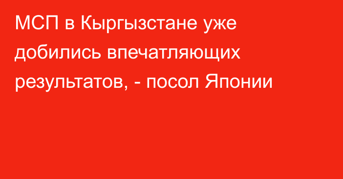МСП в Кыргызстане уже добились впечатляющих результатов, - посол Японии 
