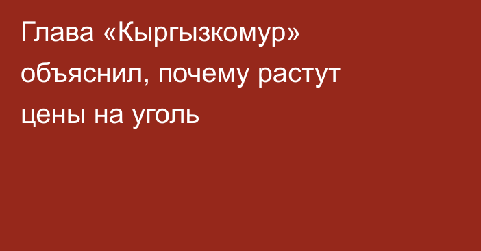 Глава «Кыргызкомур» объяснил, почему растут цены на уголь