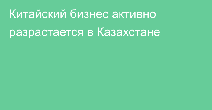 Китайский бизнес активно разрастается в Казахстане